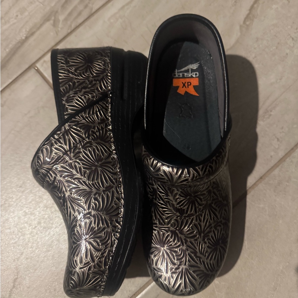 Dansko Black Textured Sole Clogs
